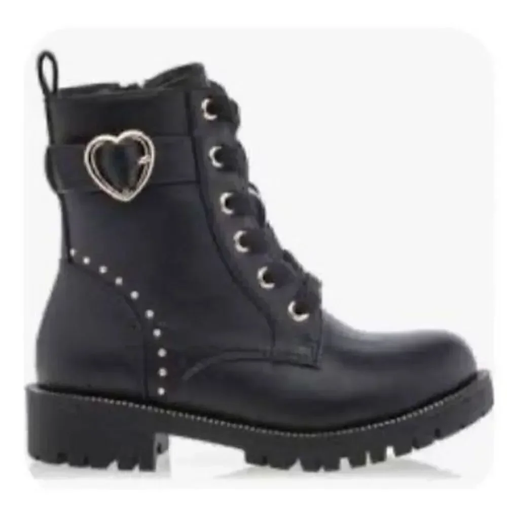 REGAZZA GIRLS BOOTS SIZE 4 LACE UP COMBAT Boots in BLACK